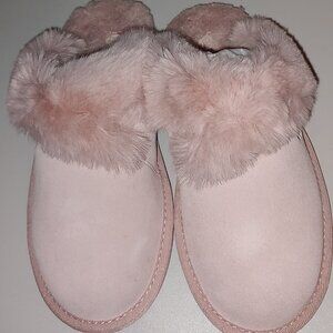 UGG MILO KOOLABURRA SLIPPERS SHEEPSKIN UPR-SHEARLING FB-FAUX FUR TRIM PEACH 5M
